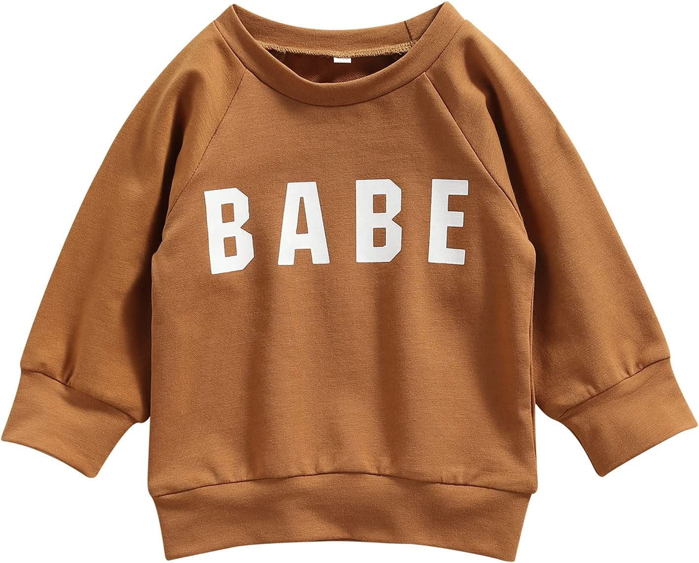Toddler Baby Girl Boys Pullover Top Letter Babe Printed Causal Long Sleeve Sweatshirt Infant Fall Winter Clothes