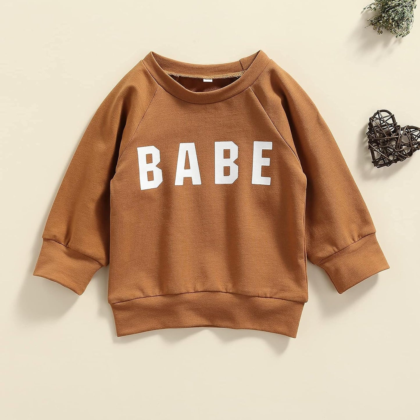 Toddler Baby Girl Boys Pullover Top Letter Babe Printed Causal Long Sleeve Sweatshirt Infant Fall Winter Clothes