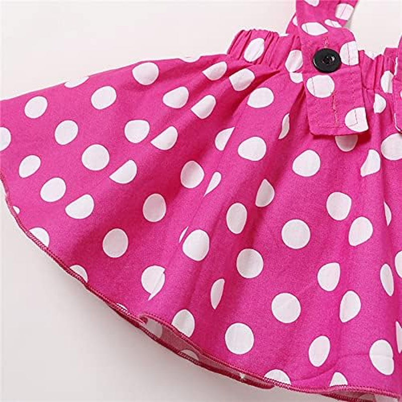 Baby Girls Skirts Set Ruffle Cloth +Polka Dot Overall Dress Bow Polka Dot Skirt Set
