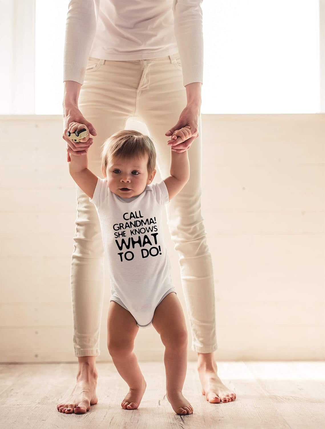 Call Grandma She Knows What to Do - Funny Grandmother Baby Shower Idea- Cute Infant One-Piece Baby Bodysuit